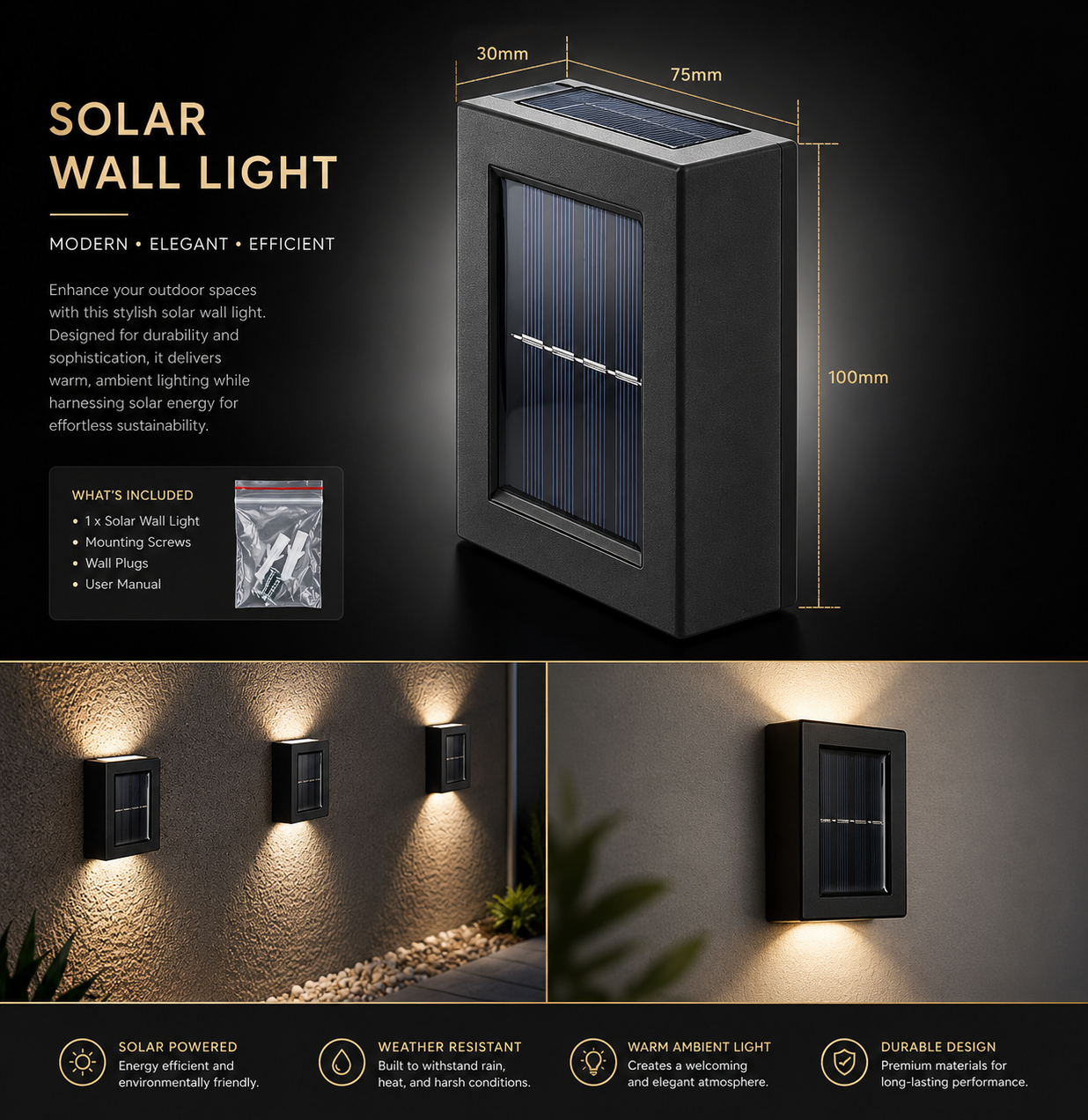 Solar Outdoor Garden Wall Light