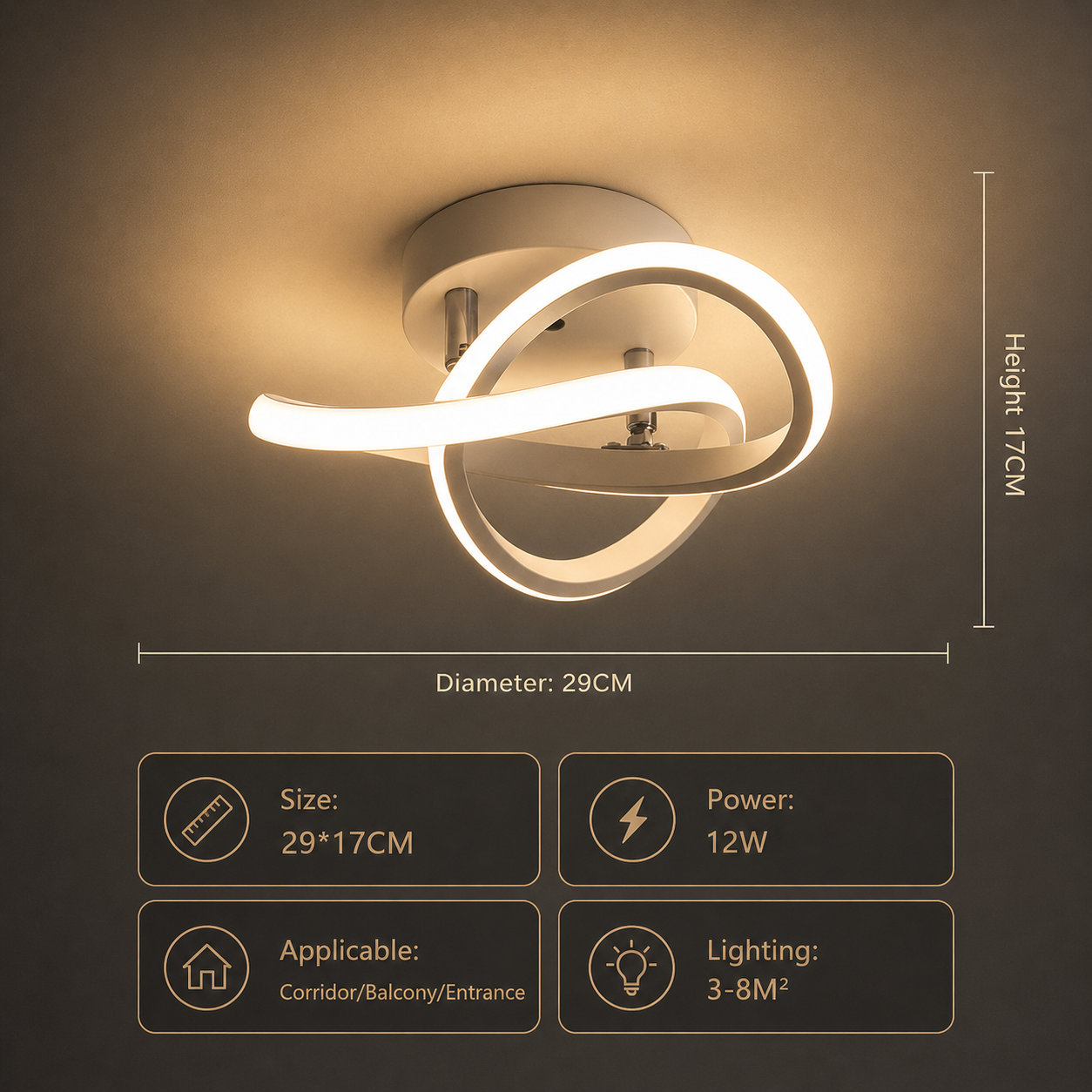 Luxury Black Flush Ceiling Lamp