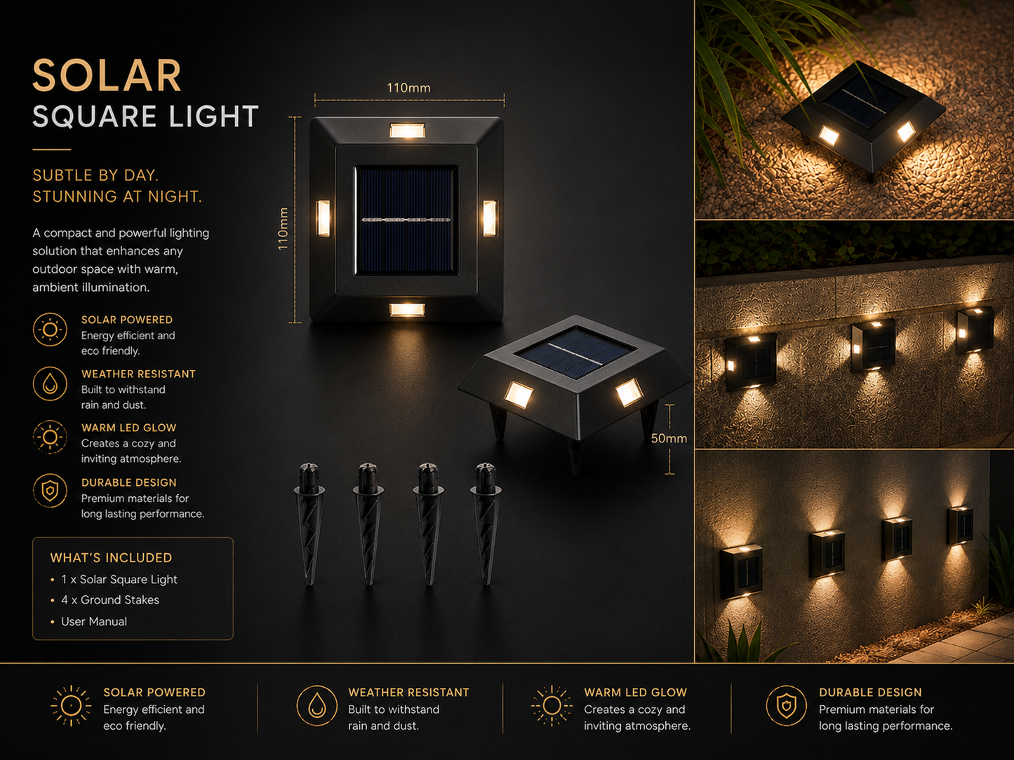 Solar  Outdoor Garden Wall Light