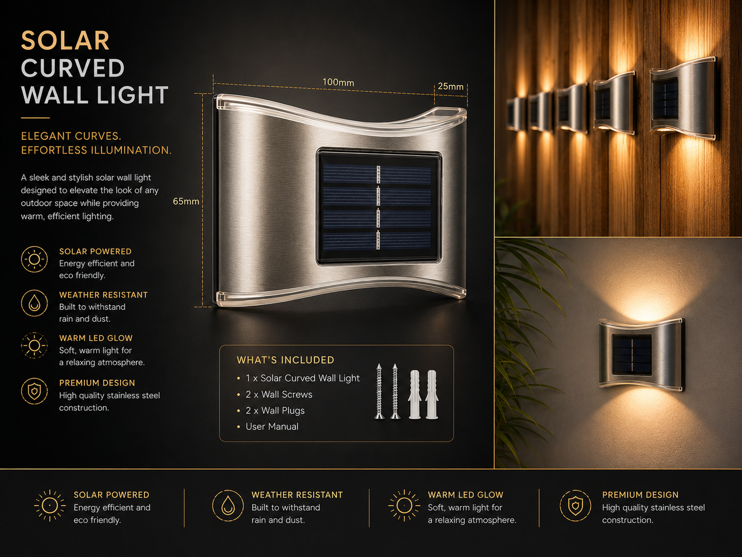 Solar  Outdoor Garden Wall Light