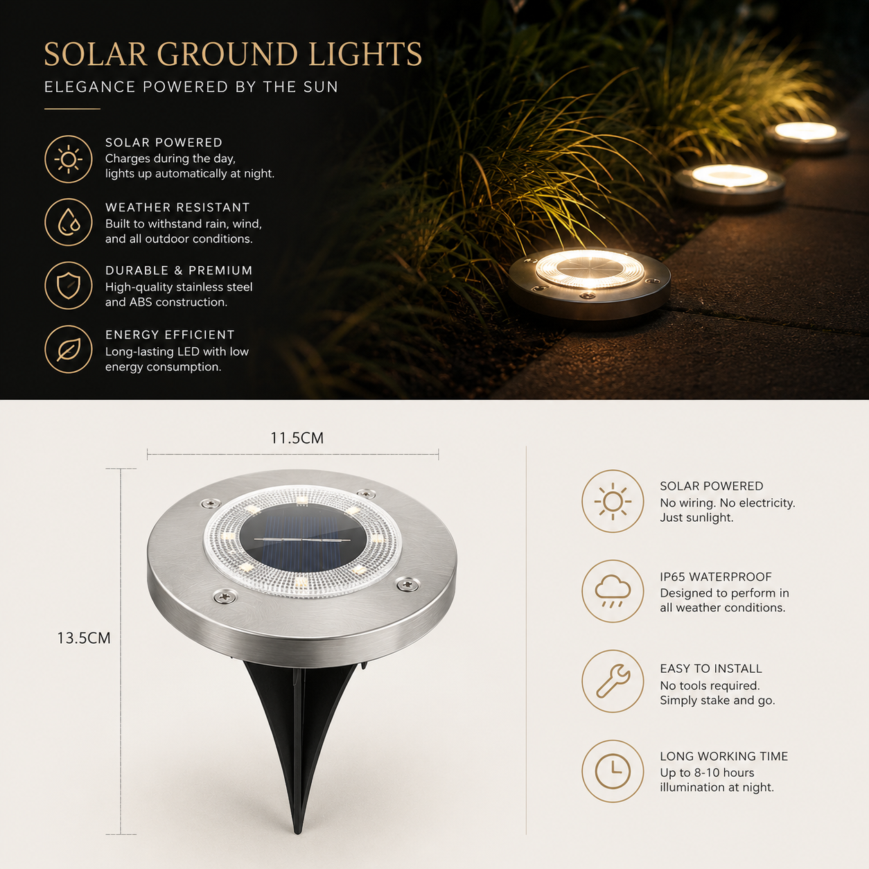 Outdoor Solar Lawn Garden Underground Light