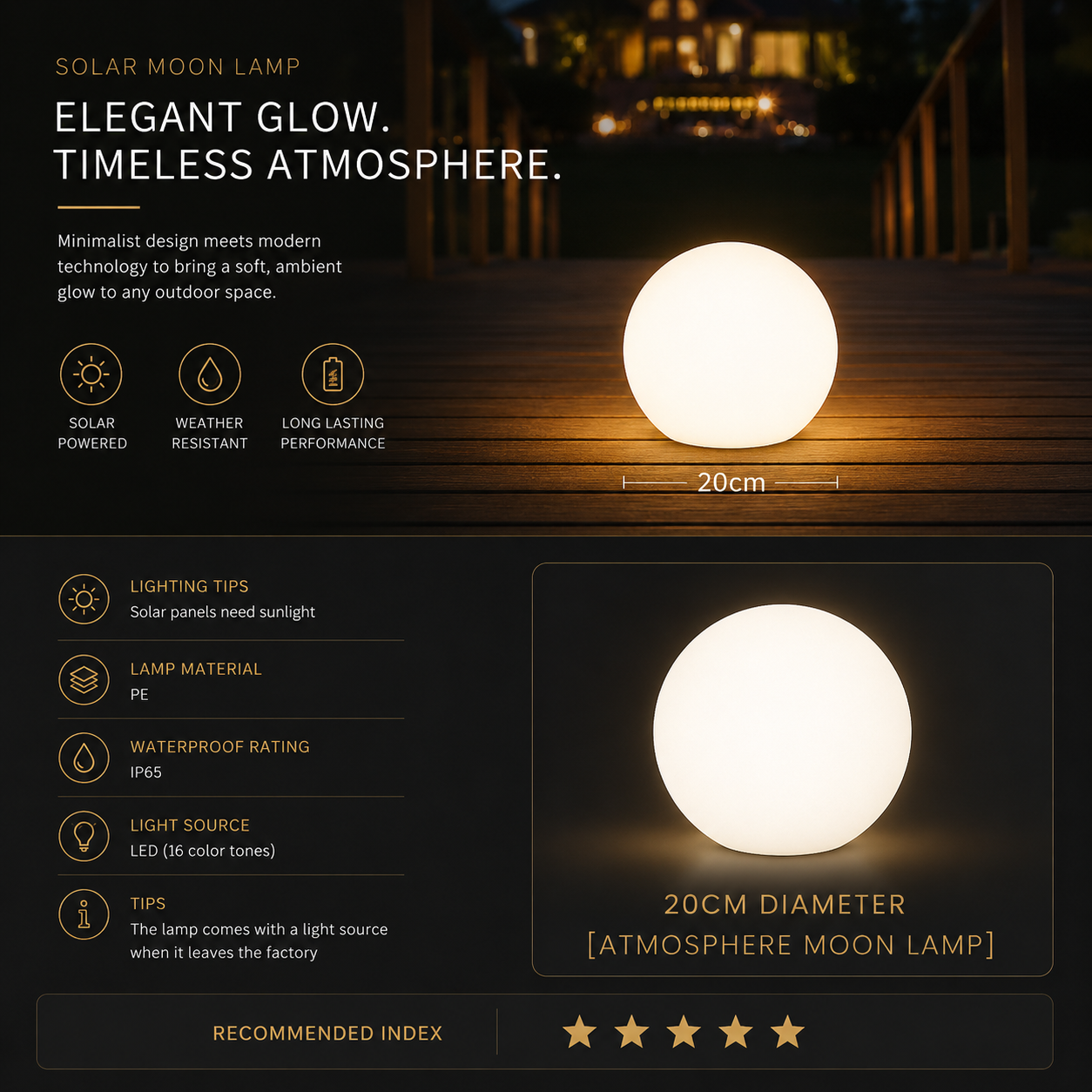 Modern Outdoor Globe Ball Light