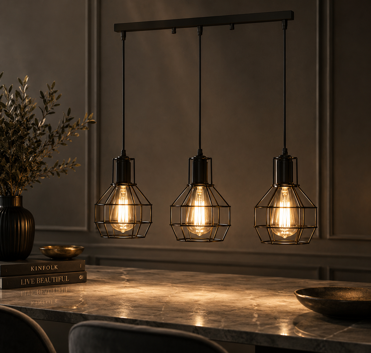 Small Iron Cage Industrial Chandeliers American Country Bar Table Lamps