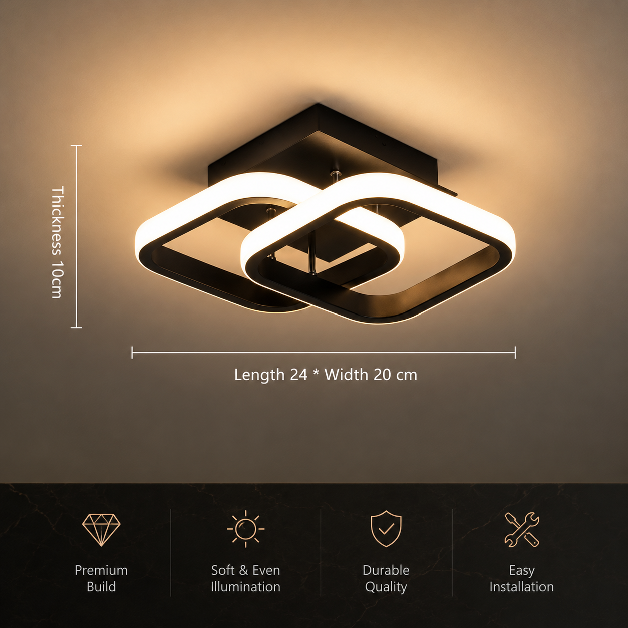 Luxury Black Flush Ceiling Lamp